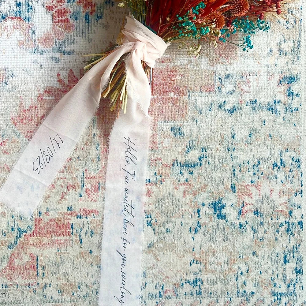 Custom Chiffon Bridal Bouquet Ribbon | Wedding Keepsake