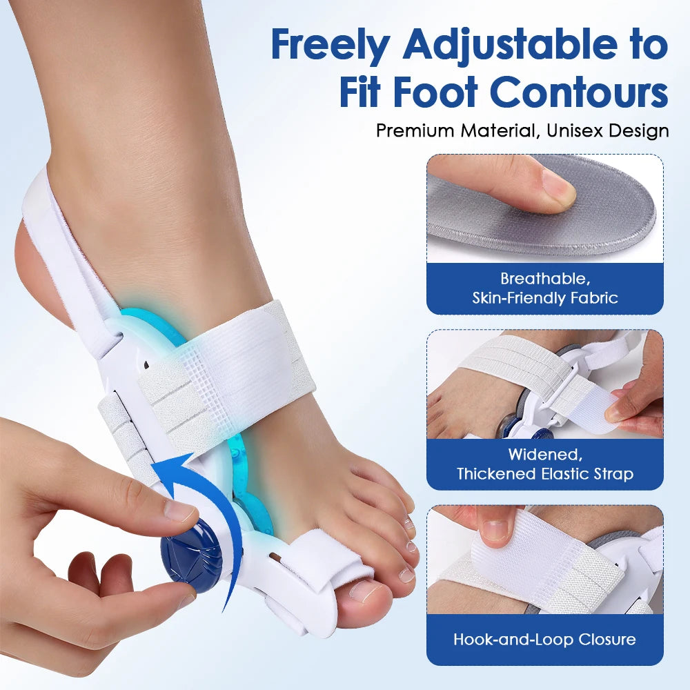 Dial Adjustable Bunion Corrector with Cold Therapy Gel Pad 24h Wear Hallux Valgus Brace Orthopedic Toe Straightener for Walking Peaceful Pleasures Health and Wellness