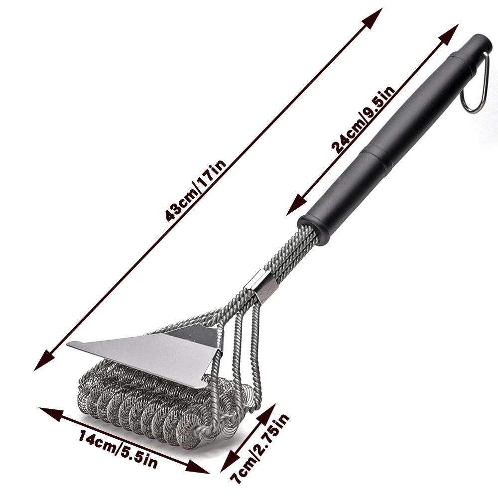 Safe Grill Brush, Bristle Free BBQ Grill Brush, Great Grilling Accessories, Rust Resistant Stainless Steel Barbecue Cleaner Peaceful Pleasures Health and Wellness