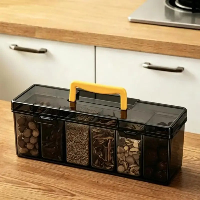 Transparent Portable Storage Box with Handle – Tool & Spice Organizer