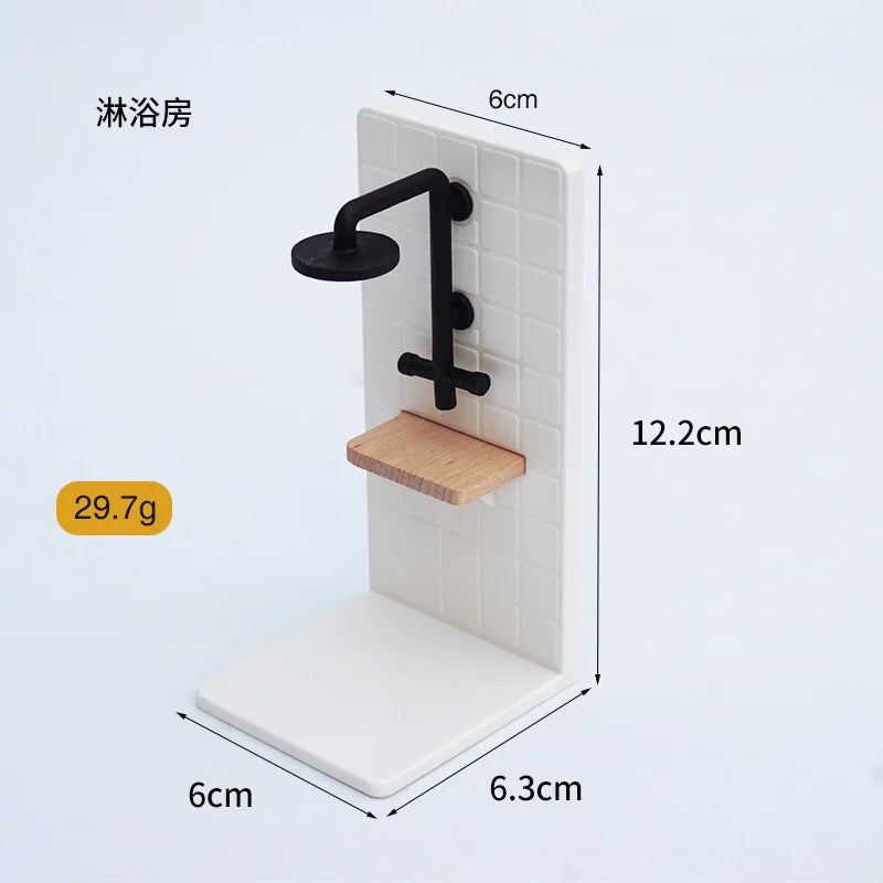 1:12 Dollhouse Simulation Bathroom Toy White Wash Basin Dollhouse 1/12 Dollhouse Simulation Toilet Model Furniture Miniature Peaceful Pleasures Health and Wellness Shower room