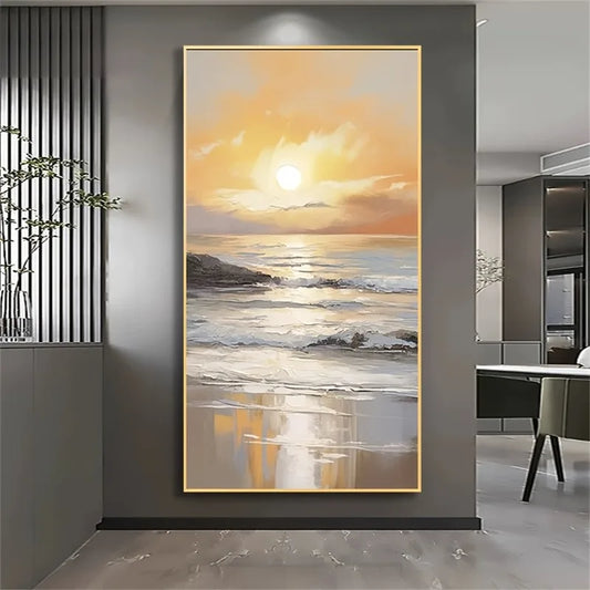 Abstract Ocean Sunset Poster "A Bright Future" Frameless Wall Art for Home and Office Decor Wall Art Vibrant Beach Theme Decor Peaceful Pleasures Health and Wellness