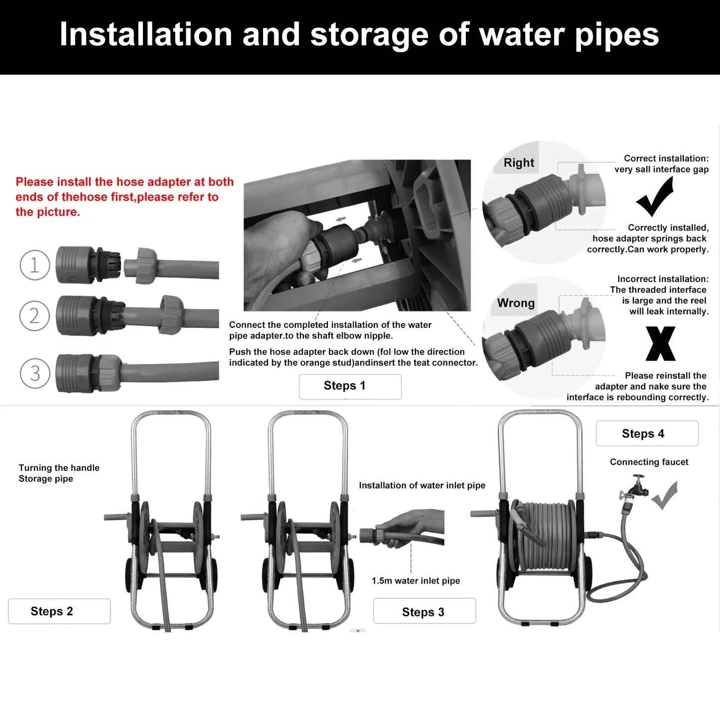 G1 2 Garden Water Hose Rack Gardening Waterpipe Cart Storage Car