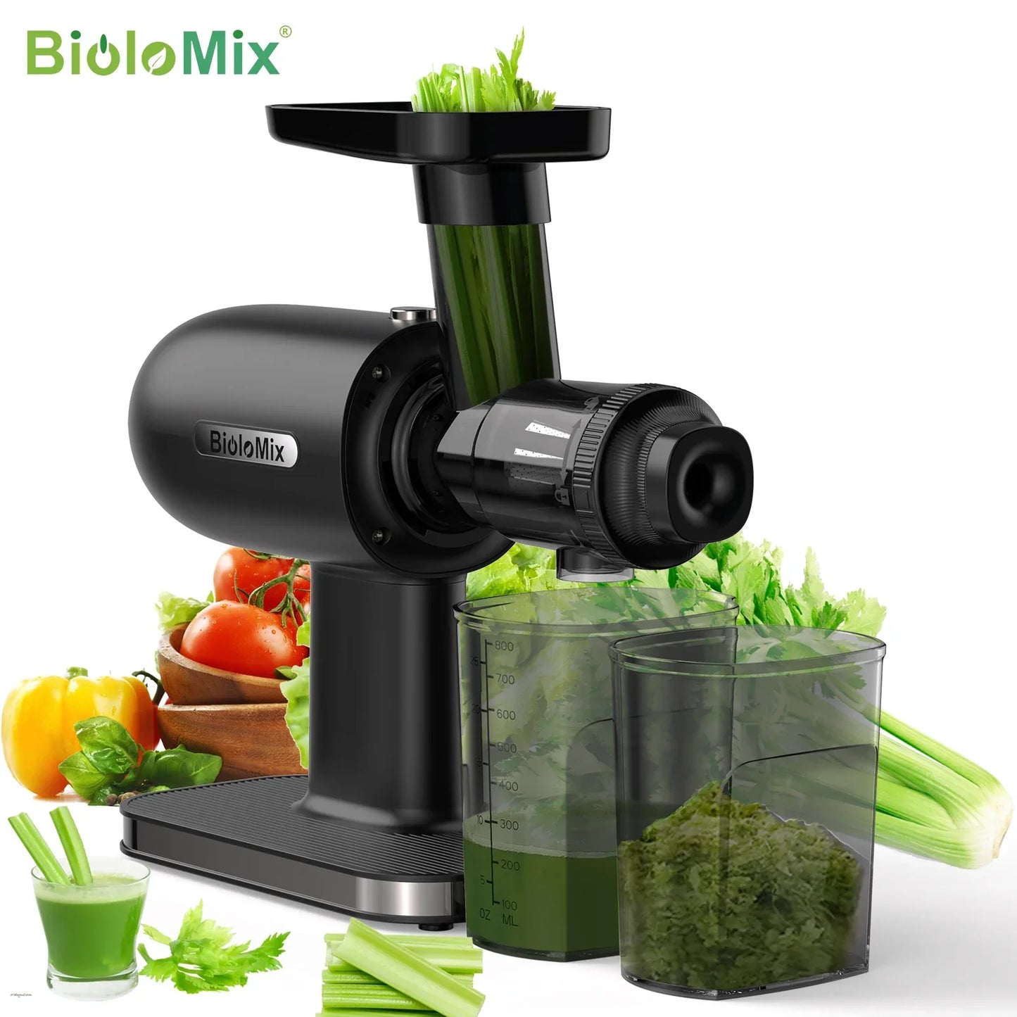 BioloMix Cold Press Juicer – Reverse Function, High Yield, Easy Clean Juicer BioloMix