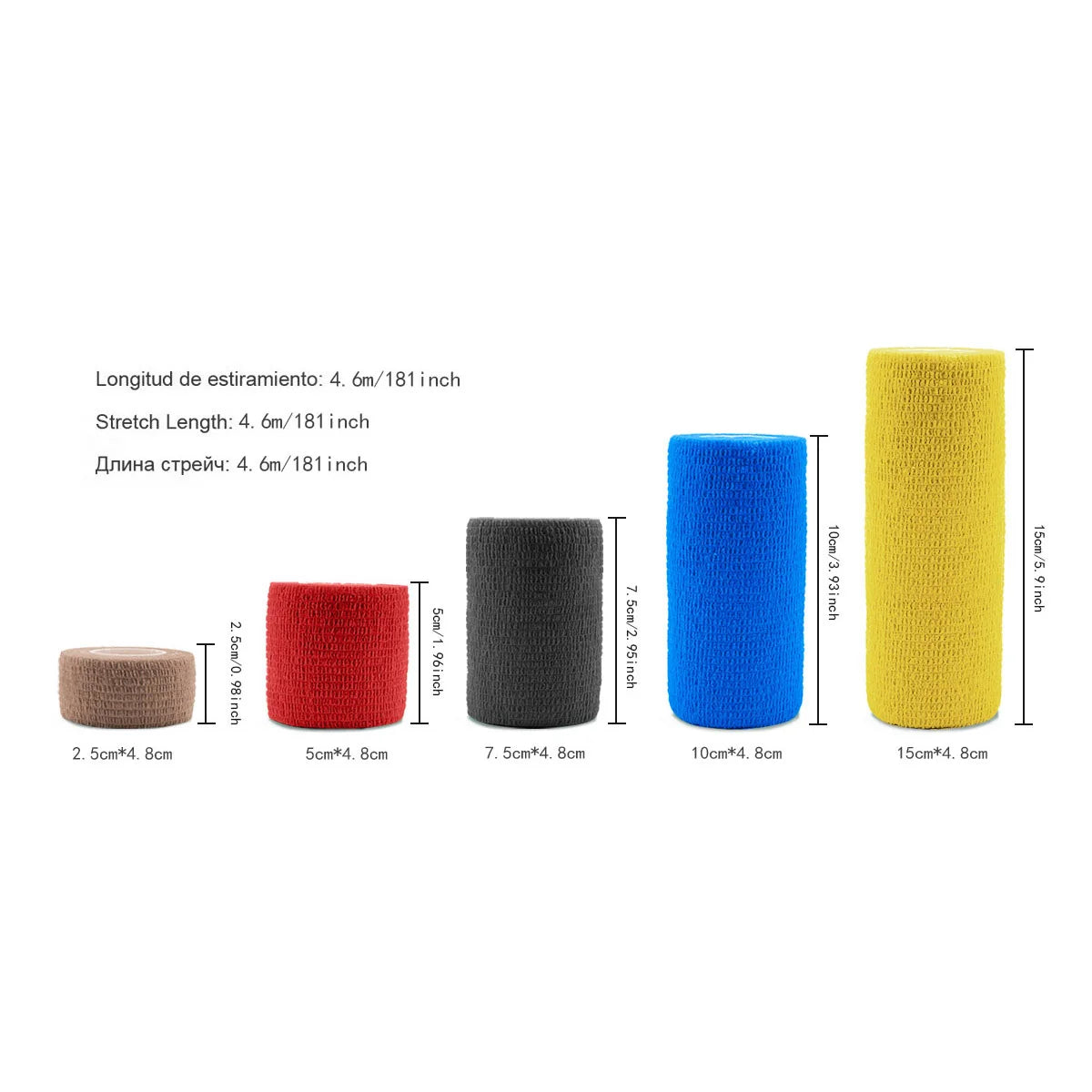 2.5/5/10cm*4.8m Gauze Bandage Self-adhesive Breathable Elastic Bandages for Sports Fixing Finger Wrist Leg Sports Protector Peaceful Pleasures Health and Wellness