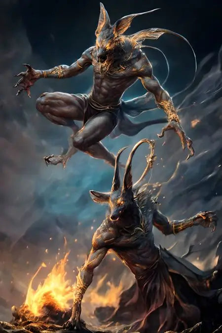 Ancient Egyptian Fantasy Mythology The God Anubis Golden Portrait Posters Print Canvas Painting Wall Art Picture Room Home Decor Peaceful Pleasures Health and Wellness 11 20x30cm Unframed