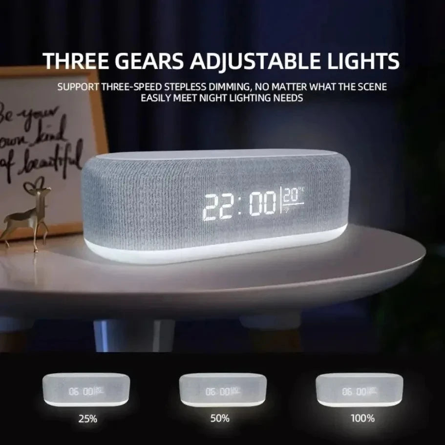 15W Fast Wireless Charger Pad Stand Dock Alarm Clock Bedroom Night Light Desktop Temperature Thermometer for Phone Peaceful Pleasures Health and Wellness