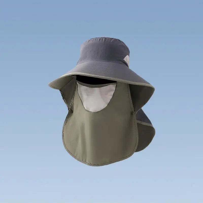 Full Face Neck Integrated Sun Hats Quick Dry Wide Brim Outdoor Fishing Bucket Caps Breathable Mountaineering Visors Peaceful Pleasures Health and Wellness hat dark gray