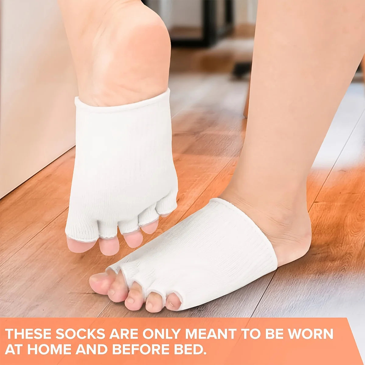 1 Pair Cotton Fiber Gel Split Toe Open Toe White Half Five Toe Socks With Gel - Half Toe Socks Peaceful Pleasures Health and Wellness
