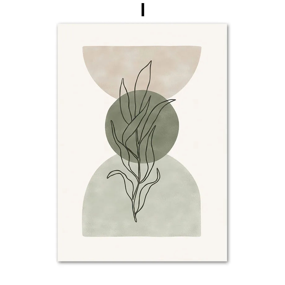 Vintage Boho Leaf Canvas Wall Art | Nordic Abstract Print