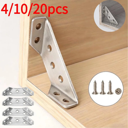4/10/20Pc Corner Angle Code Thickened Stainless Steel 90 ° Right Angle Fixed Bracket Heavy Duty Furniture Fixed Connector Peaceful Pleasures Health and Wellness