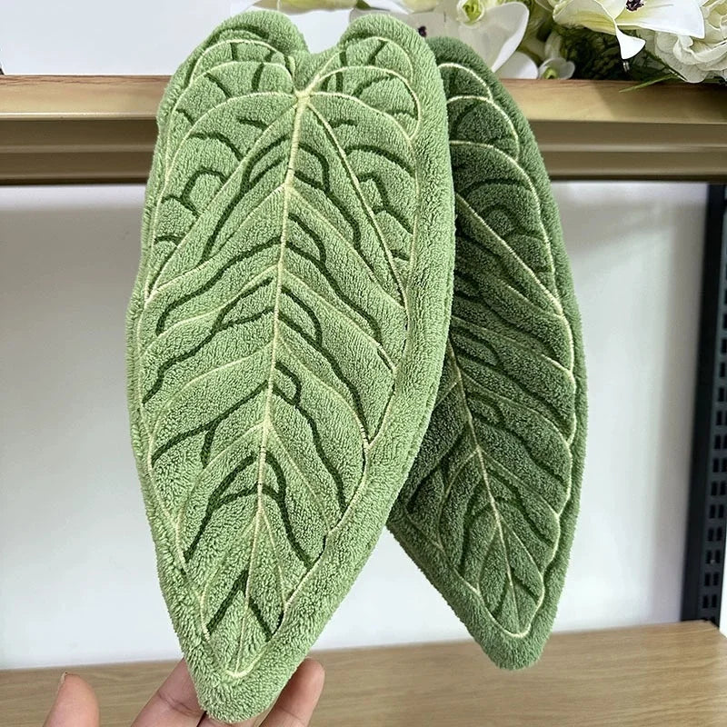 Absorbent Hanging Hand Towels – Leaf Design Kitchen & Bathroom Hand Towel Peaceful Pleasures Health and Wellness