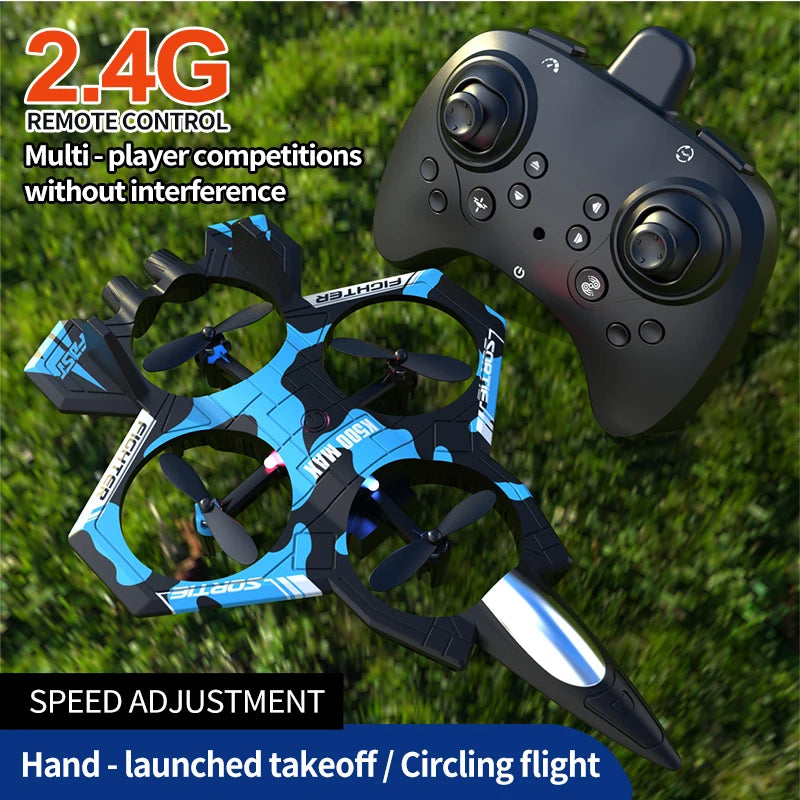 K500 MAX RC Plane Fighter 2.4G Remote Control Stunt Glider 360 ° Rolling Flight Flying EPP Foam Airplane with LED Toys for Kids Peaceful Pleasures Health and Wellness