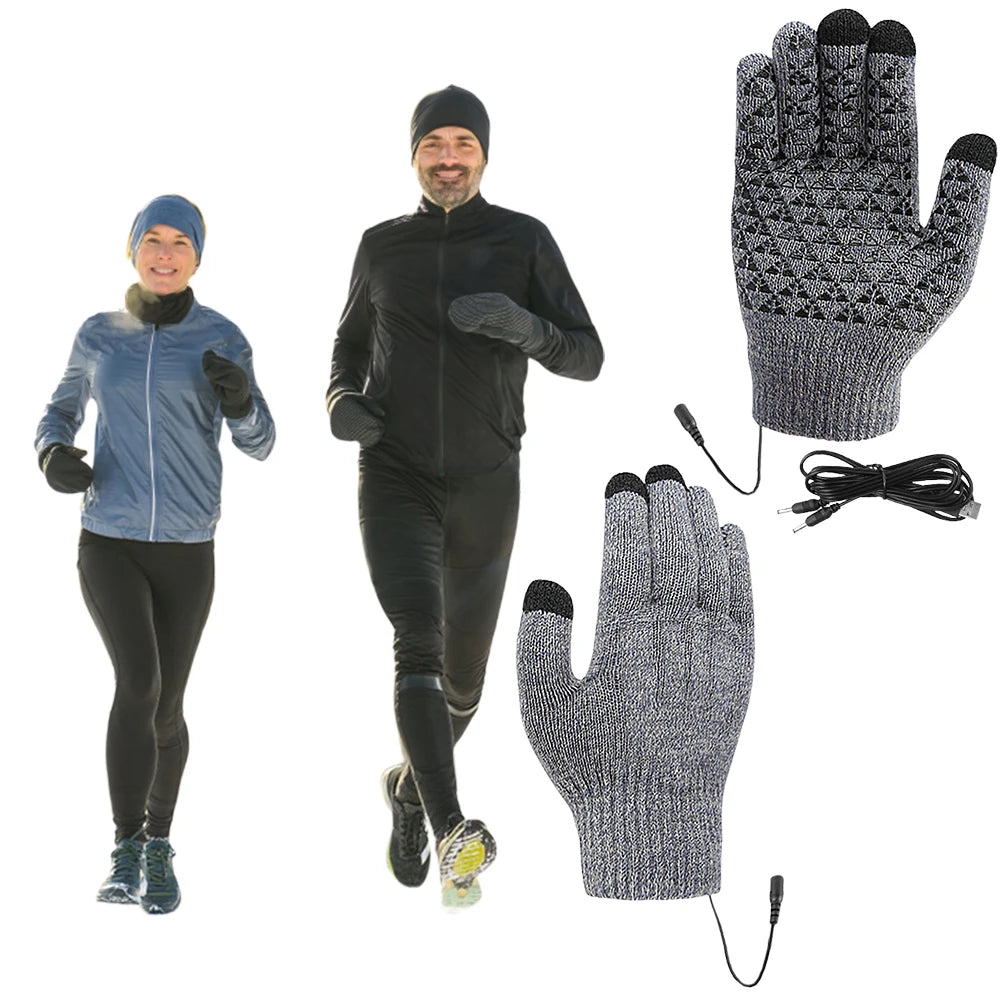 USB Heated Knitted Gloves | Touchscreen Non-Slip Winter Mitts