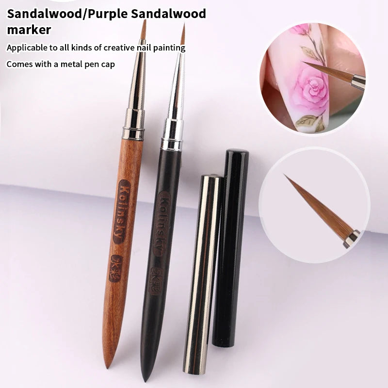 Acrylic Nail Art Liner Brush Grid Stripes Wood Handle Triangular Petal Nail Brush Flower Painting Drawing Pen DIY Manicure Tool Peaceful Pleasures Health and Wellness