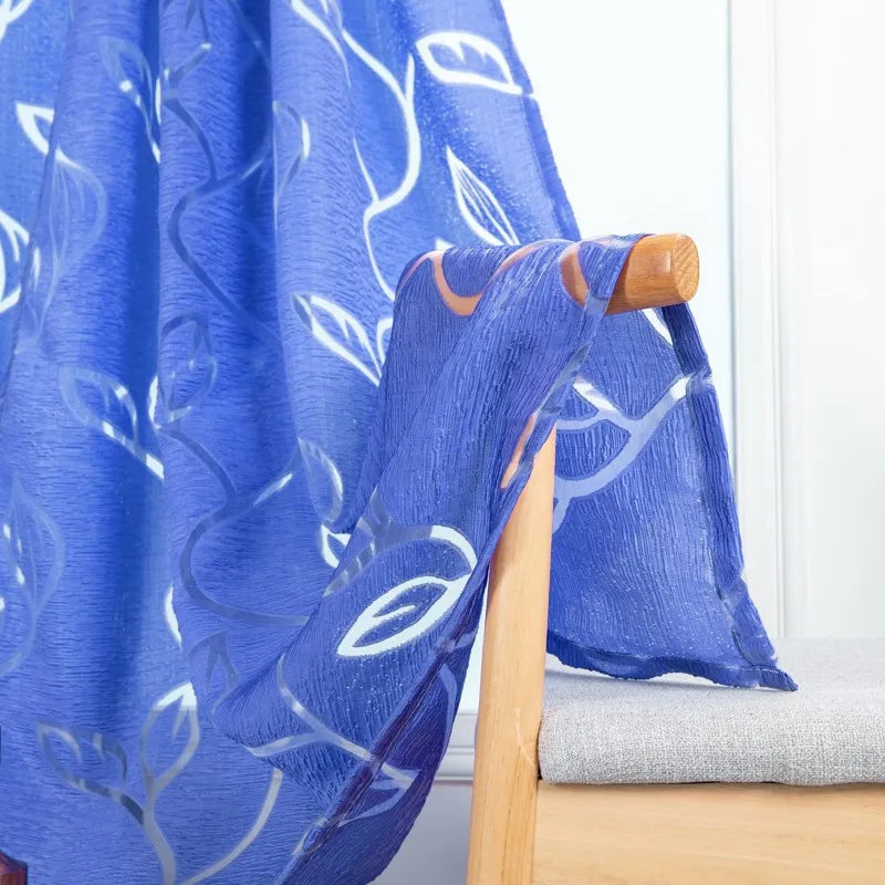 Vines Leaves Tulle Sheer Curtain Panel | Scarf Valance for Home