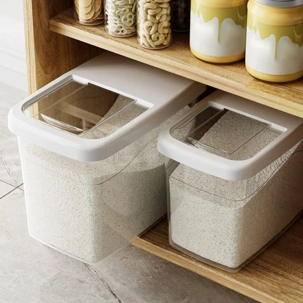 Fresh-keeping Transparent Rice Bucket Moisture-proof Leakproof Cereal Container Convenient Large Capacity Sealed Cans Peaceful Pleasures Health and Wellness