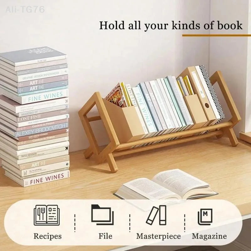 Bamboo Desktop Bookshelf – Multi-Tier Desk Organizer & Decor