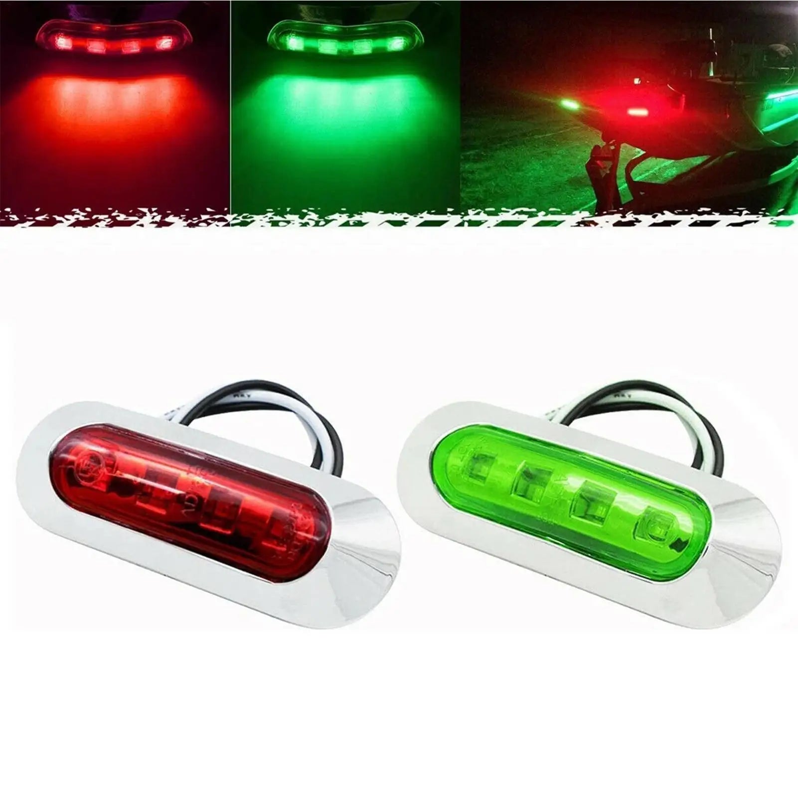 2pcs Marine LED Navigation Lights Safety Lamp IP67 Waterproof 12-24V Red and Green Boat Lights for Sea Fishing Sailing Yachting Peaceful Pleasures Health and Wellness