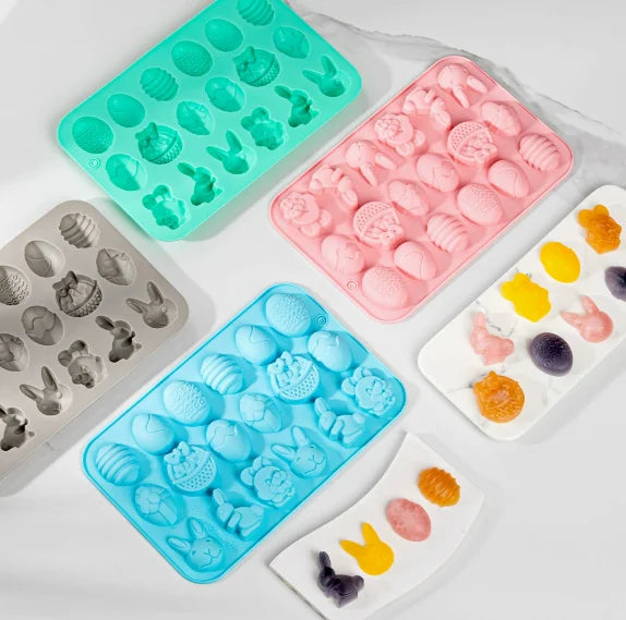 DIY Chocolate Mold Candy Ice Mold Silicone Cake Chocolate Biscuit Baking Mold Rabbit Shaped Festival Decoration Peaceful Pleasures Health and Wellness random color 1pc