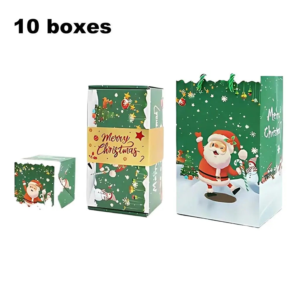 Christmas Popular Surprise Jumping Gift Box - Folding Bouncing Red Envelope Style Creative Present Box For Christmas Birthday Peaceful Pleasures Health and Wellness 10pcs 9.5x9.5x11cm