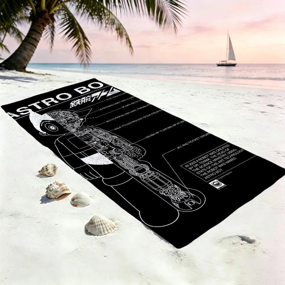 Cute Astro Boy Quick-Dry Beach Towel | Soft Pool & Travel Towel Quick-Dry Beach Towel Peaceful Pleasures Health and Wellness