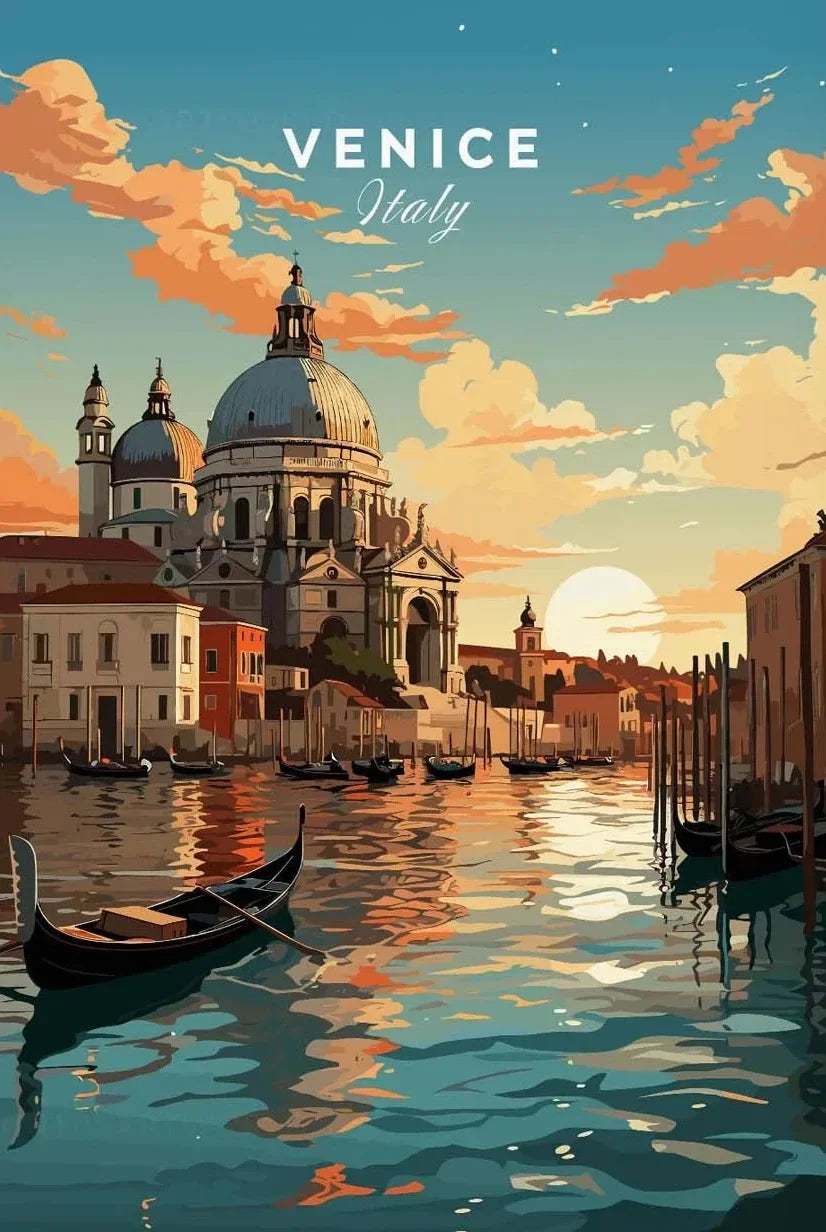 Europe Landscape Canvas Wall Art | Italy Greece France Poster Canvas Wall Art Peaceful Pleasures Health and Wellness