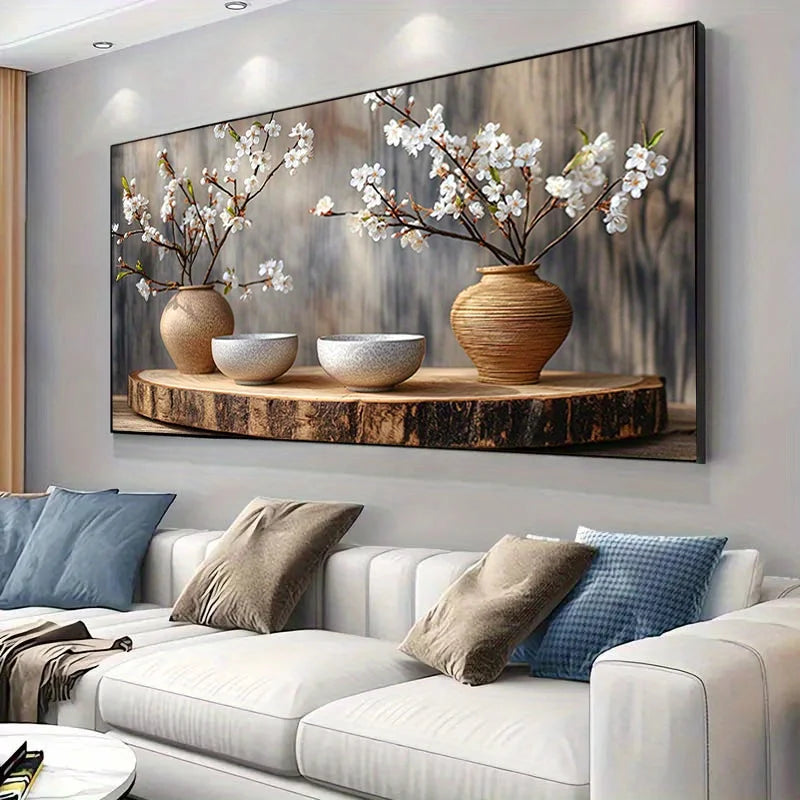 Modern Branches That Bloom in Spring Canvas Poster Art for Living Room & Bedroom Decoration, No Frame, Wall Art for Home Decor Peaceful Pleasures Health and Wellness ZLH4923 20x40cm No Frame