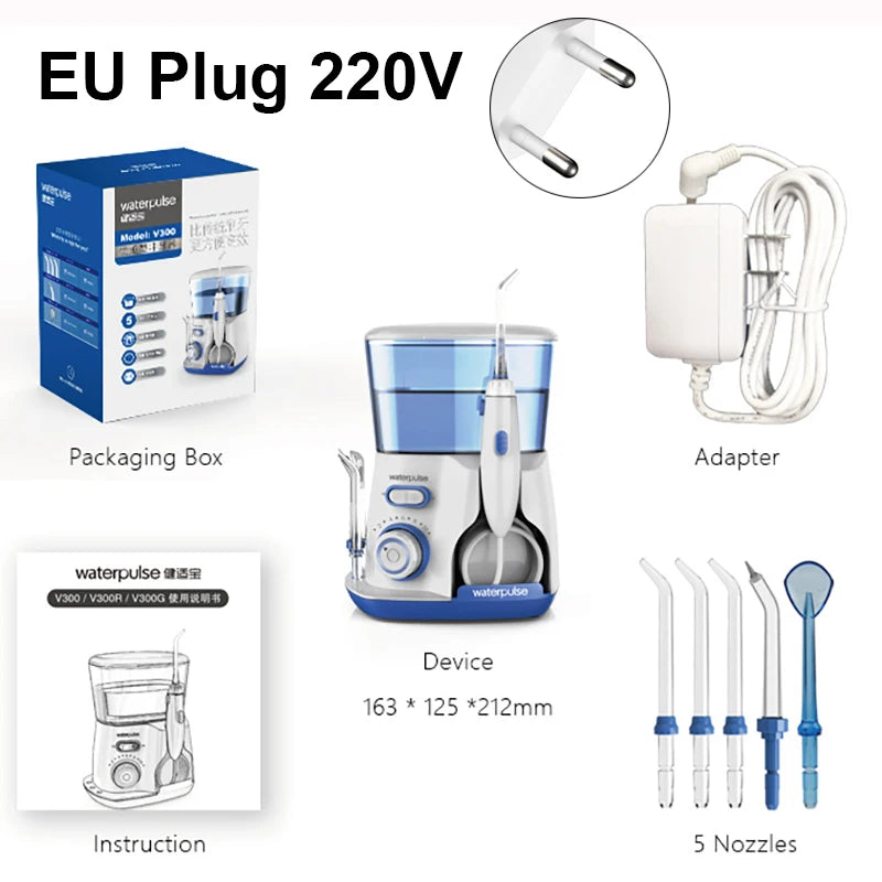 Oral Irrigator Dental Water Flosser for Teeth High Pressure Electric Dental Irrigator Water Flosser Mouth Washing Machine 800ML Peaceful Pleasures Health and Wellness EU Plug 220V