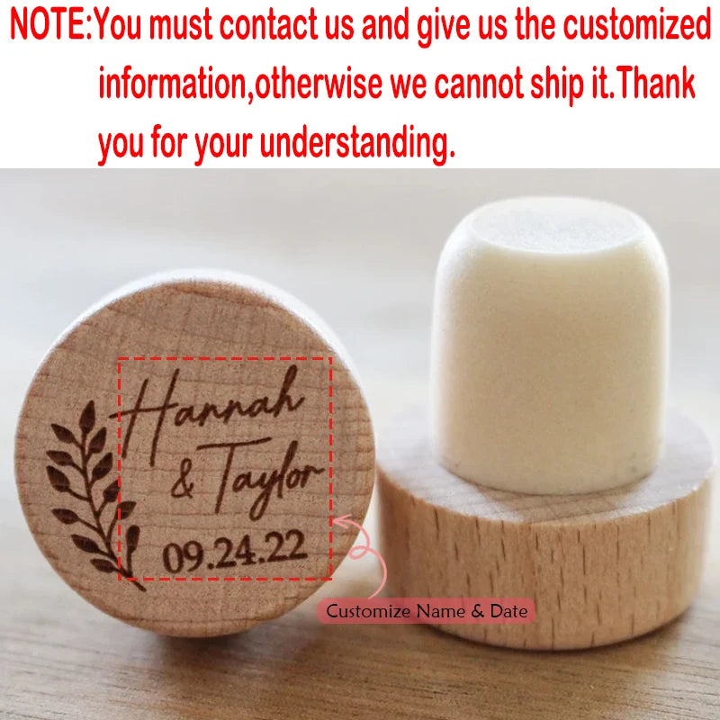 5-Pack Personalized Wooden Wine Stoppers | Wedding Bridal Gift Personalized Wine Stopper Peaceful Pleasures Health and Wellness custom 5pcs
