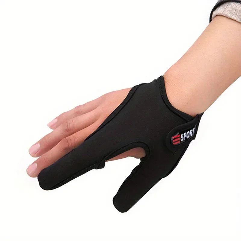 2-Finger Cut Fishing Gloves | Anti-Slip Breathable Protector Fishing Gloves Peaceful Pleasures Health and Wellness Black Right Hand