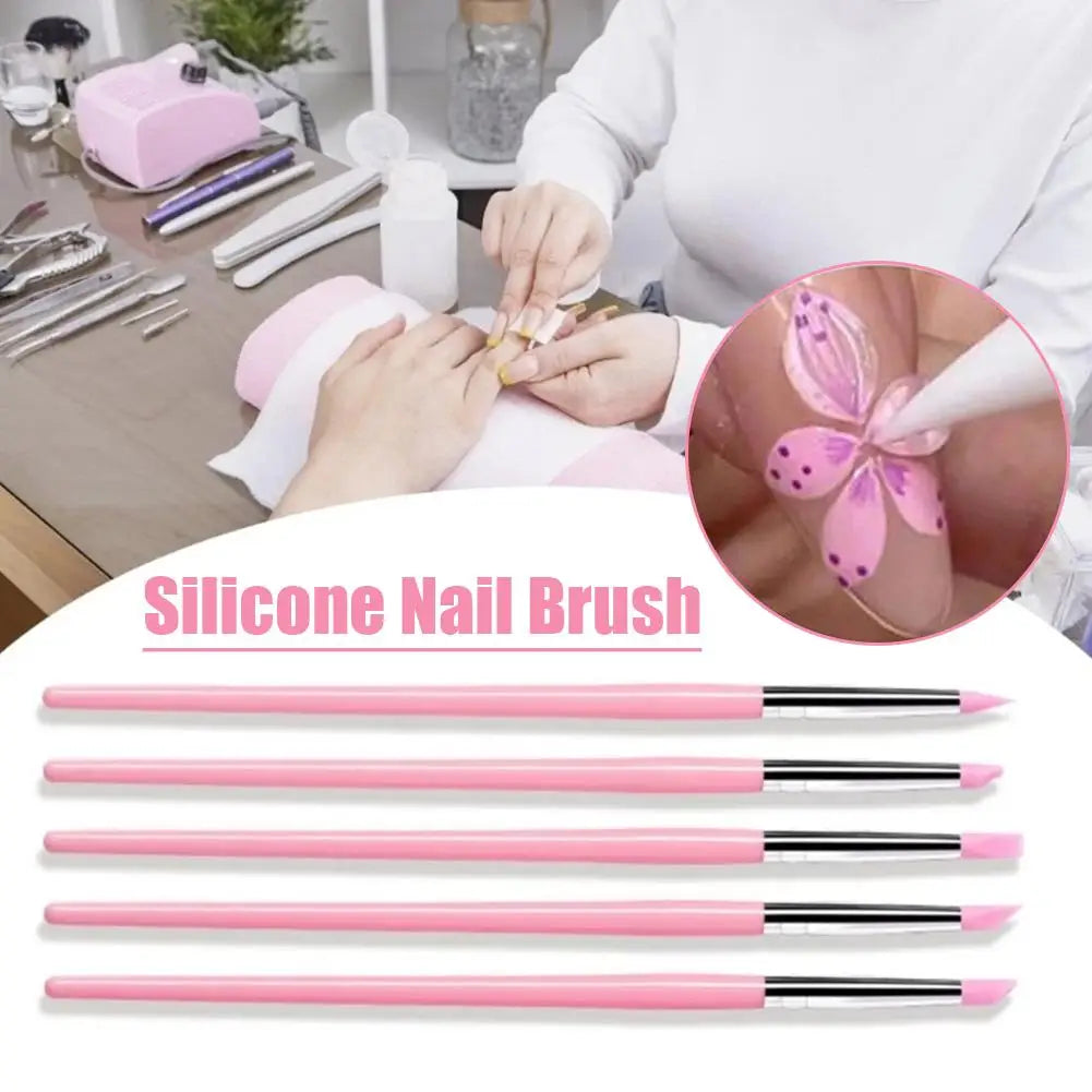 5Pcs/Set Silicone Nail Art Pen Brush UV Gel Polish Tip 3D Image DIY Dotting Polish Brushes Sculpture Pen DIY Manicure Tool Peaceful Pleasures Health and Wellness