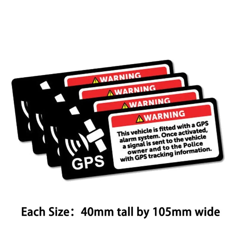 4Pcs 105x40mm Warning GPS Alarm System Sticker Decal Safety Sign Car Vinyl Peaceful Pleasures Health and Wellness