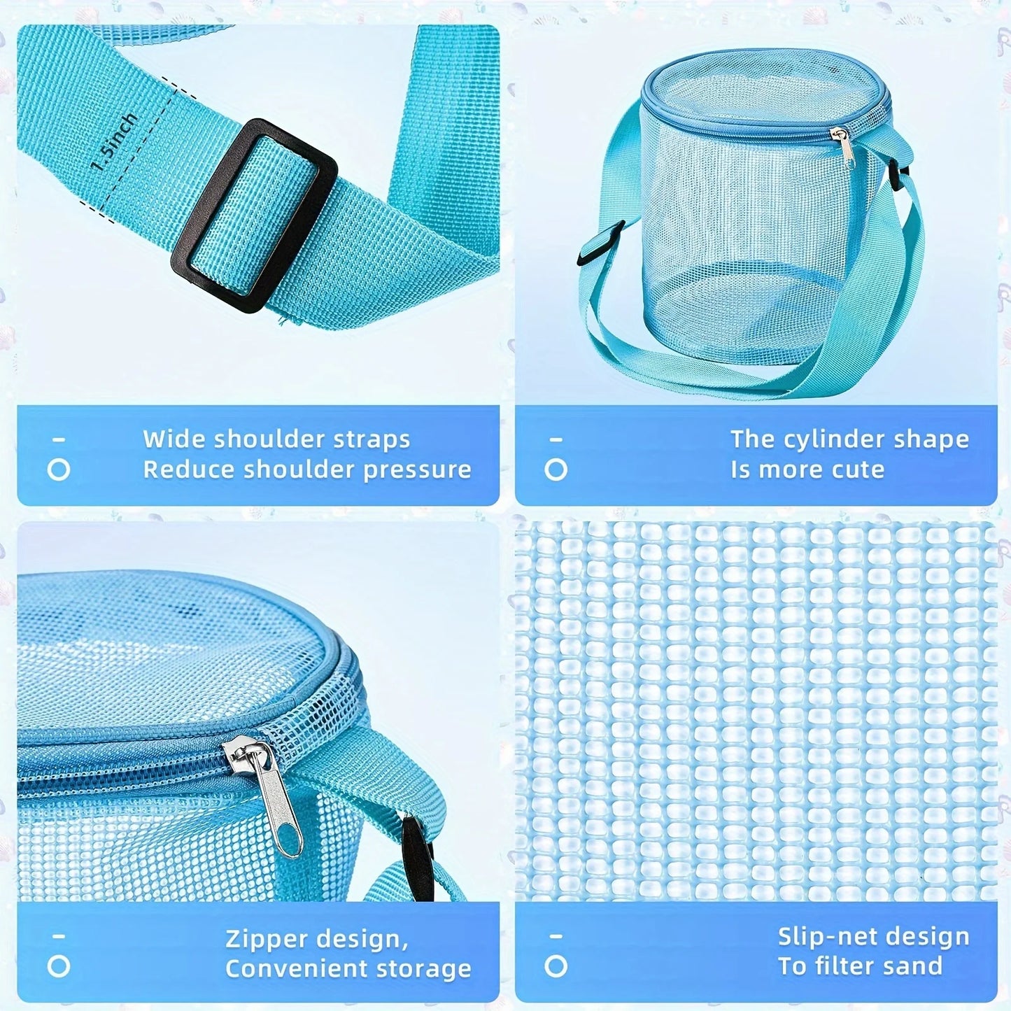 Mesh Beach Bag with Zipper | Kids Sand Toy & Pool Bag