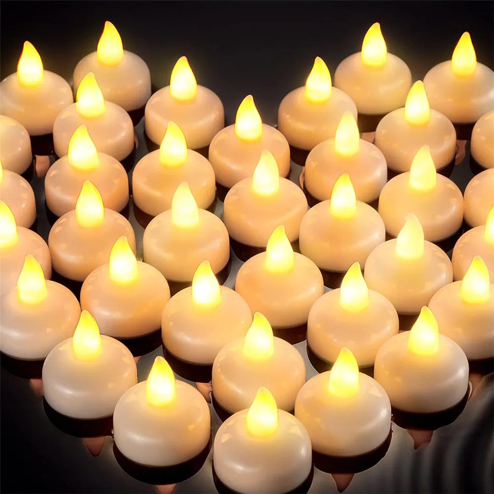 12/24 Pack Flameless Floating Candles Warm White LED Flickering Tealight Decor for Wedding Party Centerpiece Pool Christmas Peaceful Pleasures Health and Wellness