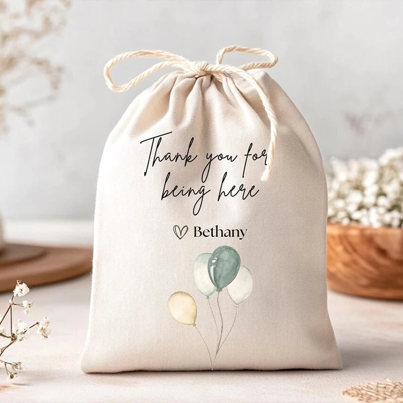 Personalized Watercolor Balloon Favor Bags | Baby Shower & Birthday