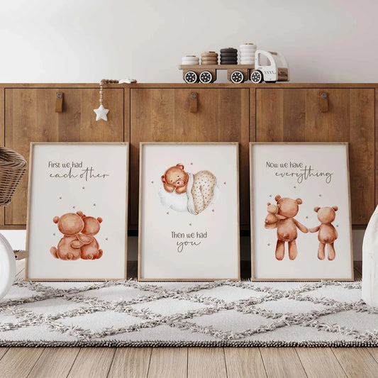 3-Piece Teddy Bear "First We Had Each Other" Canvas Wall Art Canvas Wall Art Set Peaceful Pleasures Health and Wellness G4434-3pcs 40x50cm Unframed