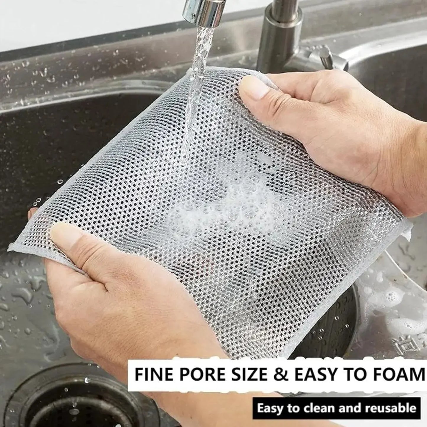 10-Pack Microfiber Magic Dishcloths with Silver Wire Scouring Pad