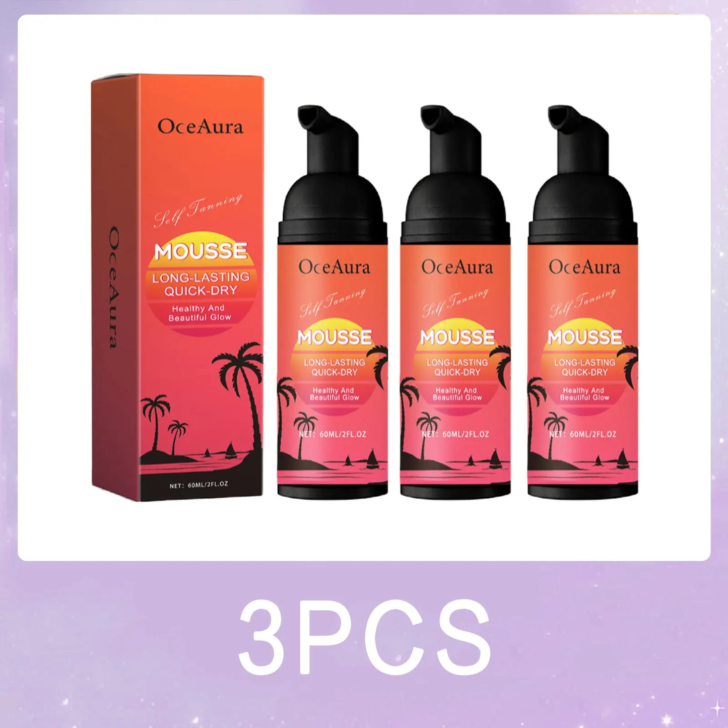 OceAura Self Tanning Mousse | Sunless Golden Bronzing Glow 60ml