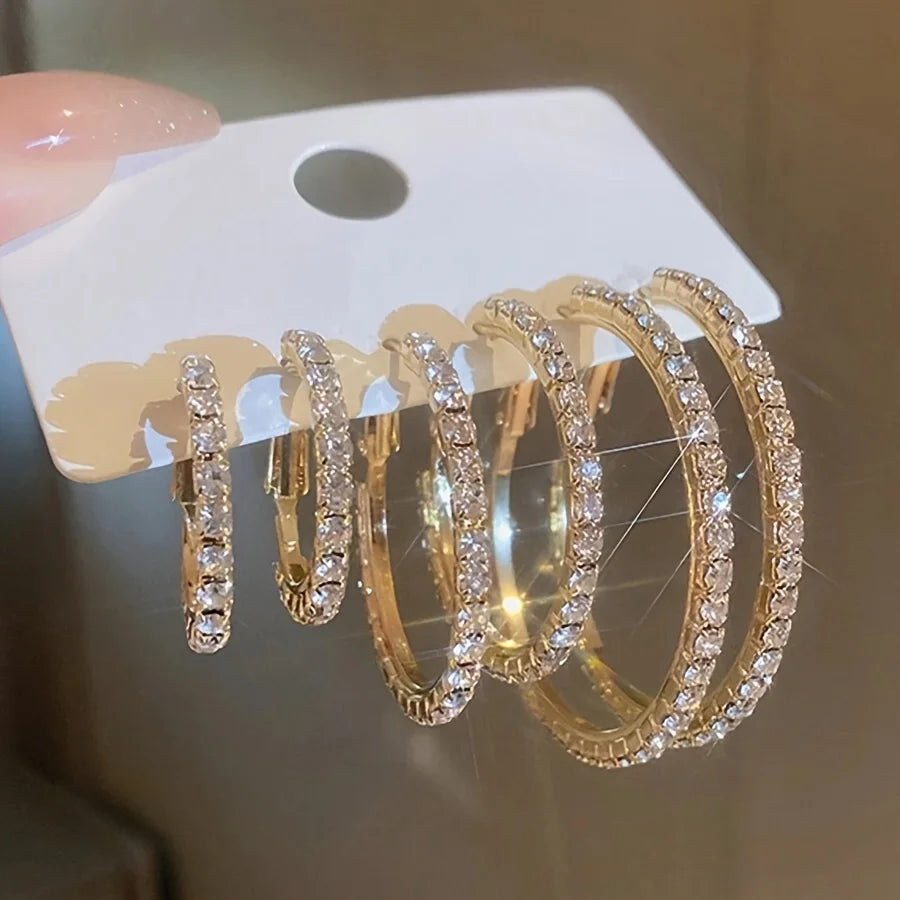 6-Pack Crystal C-Hoop Earrings Set | Minimalist Women's Jewelry