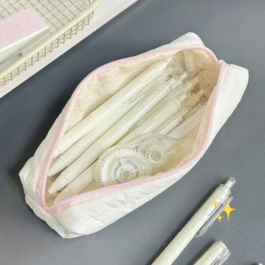 Large Quilted Pencil Case – Polyester Stationery Organizer Pouch Pencil Case Oasis Select