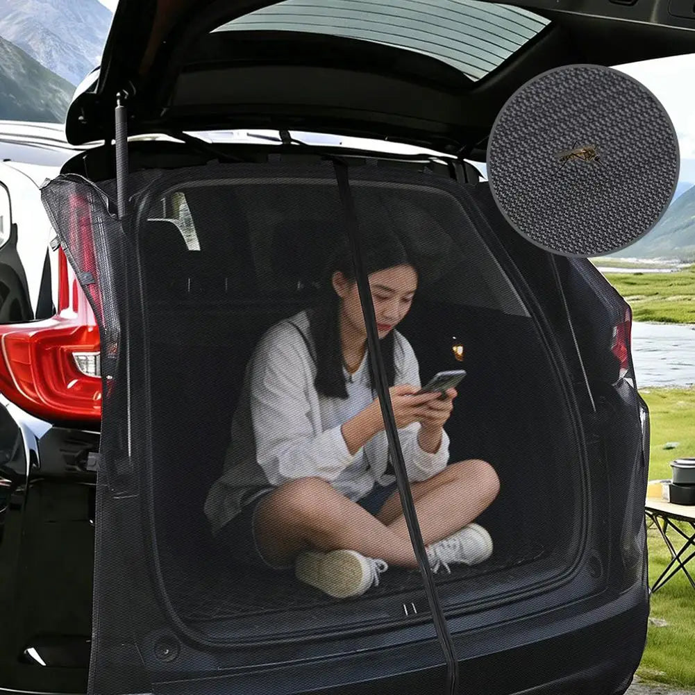 Car Trunk Mesh Curtains Car Tail Camping Mosquito Insect Net for Overlanding Camping Travel UV & Bug Protection Mesh Net Peaceful Pleasures Health and Wellness