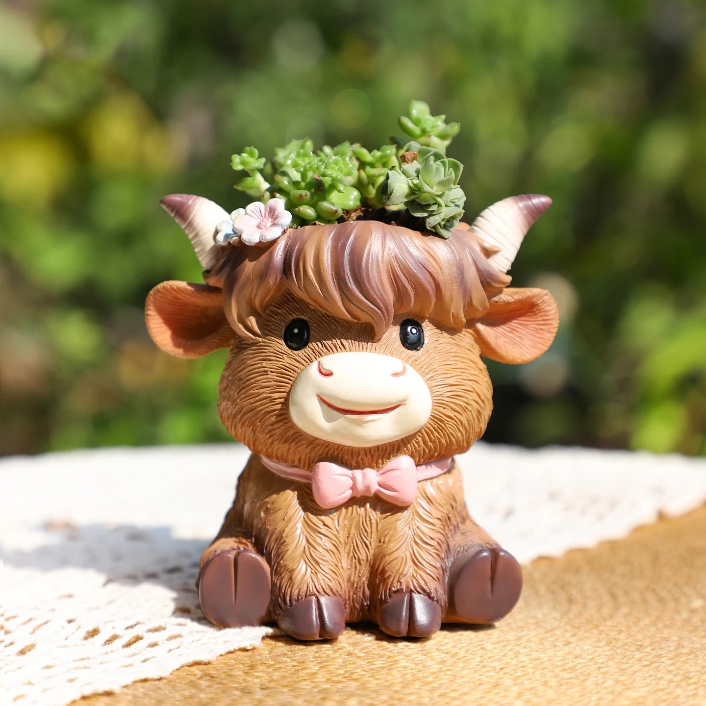 Highland Cow Resin Succulent Planter | Mini Cute Flower Pot