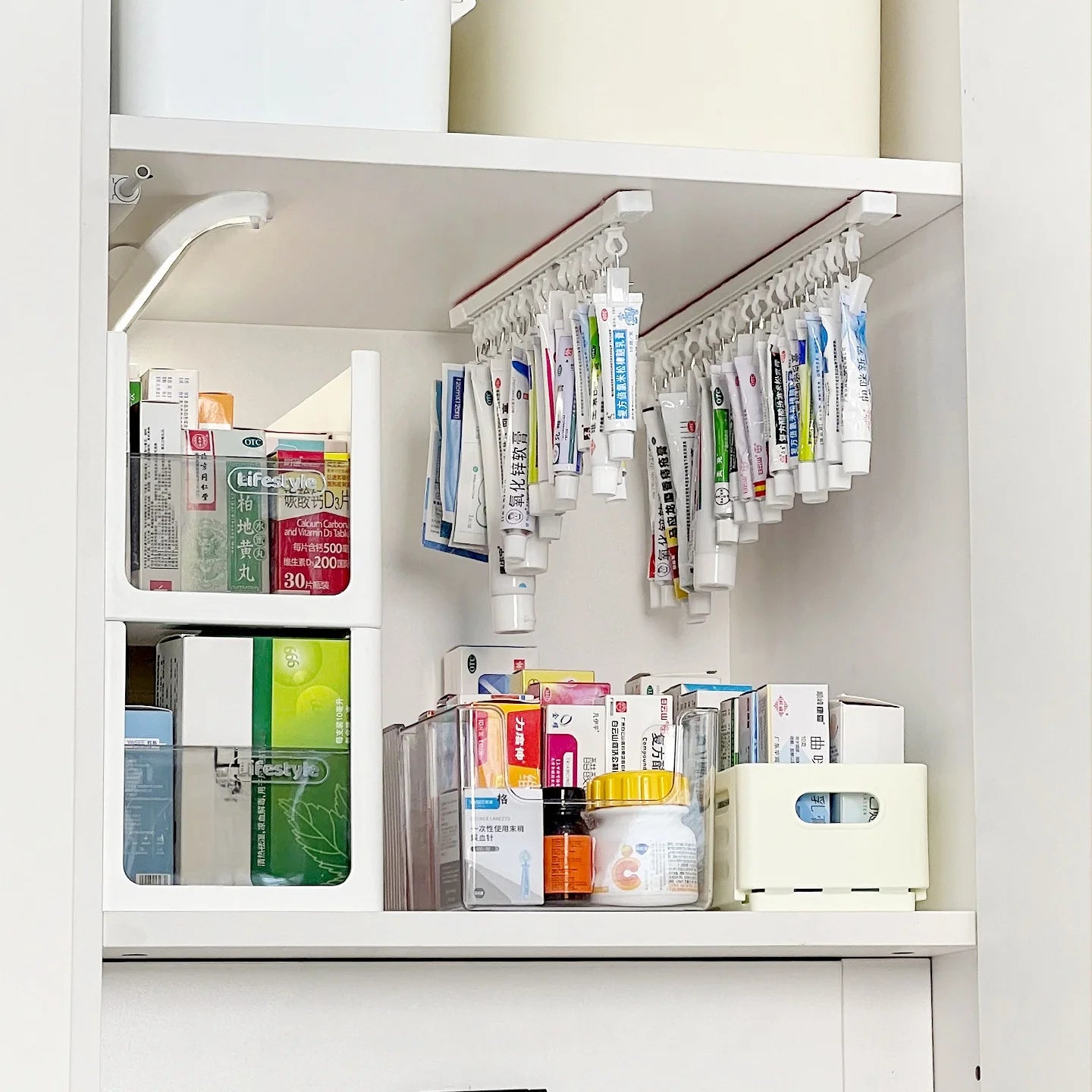 Cabinet Door Hanging Storage Rack | Slide Rail Tube & Clip Organizer