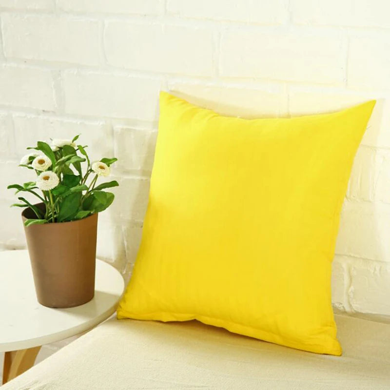 40*40cm Pillow Case Solid Color Sofa Cushion Backrest Pillowcase Family Living Room Cushion Waist Cushion Cover For Household Peaceful Pleasures Health and Wellness Yellow 40x40cm