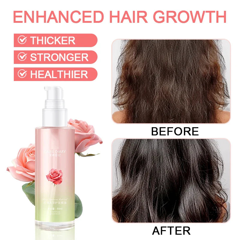 Rose Brightening Hair Essential Oil – Smooth Frizzy & Curly Hair