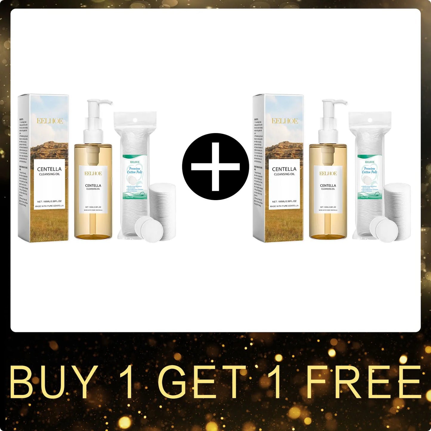 EELHOE Centella Cleansing Oil & Makeup Remover Cotton Set