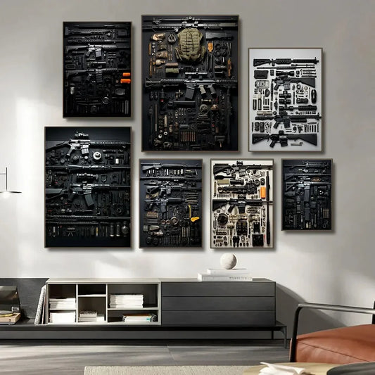M4A1 Rifle Canvas Wall Art | Modern Weapon Poster Room Decor Canvas Wall Art Peaceful Pleasures Health and Wellness
