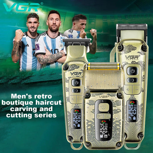 VGR Men's Retro Boutique Haircutting Sculpture Push Cutting Hairdressing Salon Home Oil Head Haircutting Full Body Hair Trimming Peaceful Pleasures Health and Wellness