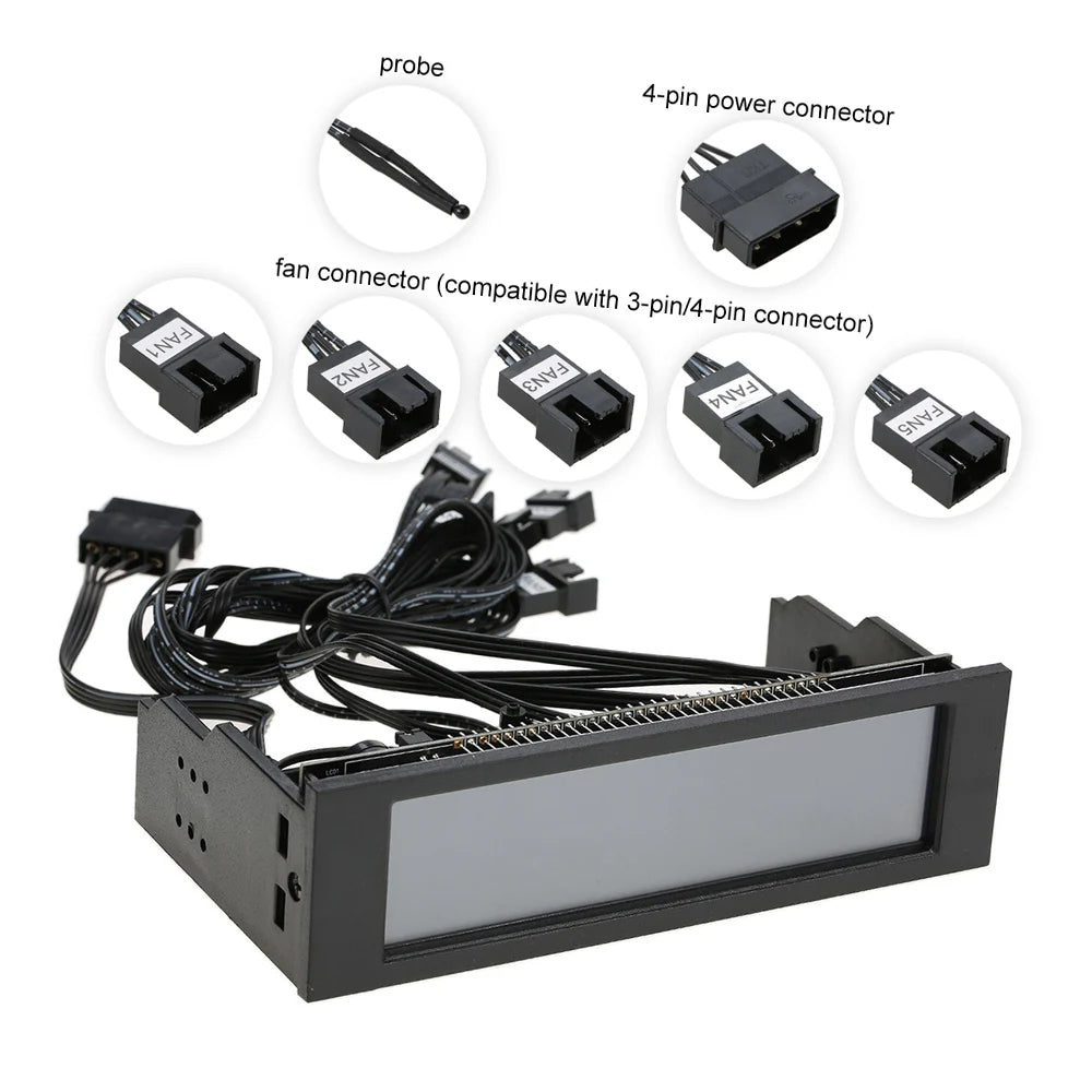 5.25" Touchscreen PC Fan Controller – 5 Channel Temp Monitor